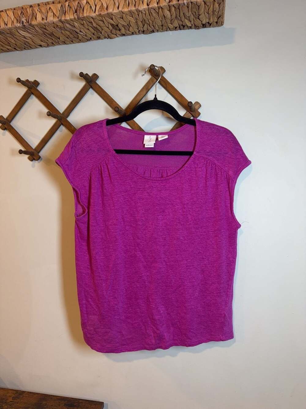 Joie Women's 100% Linen Cap Sleeve Top Magenta Size S